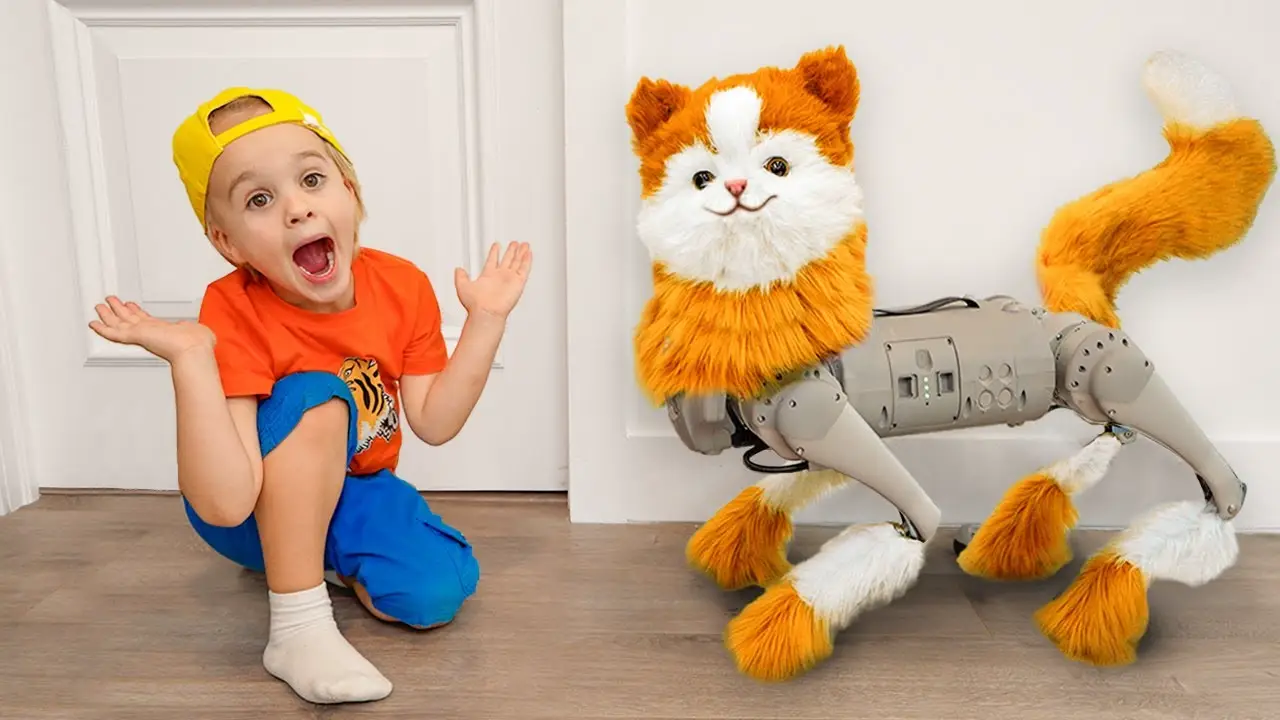 Kids want to have a pet and play with robo cat